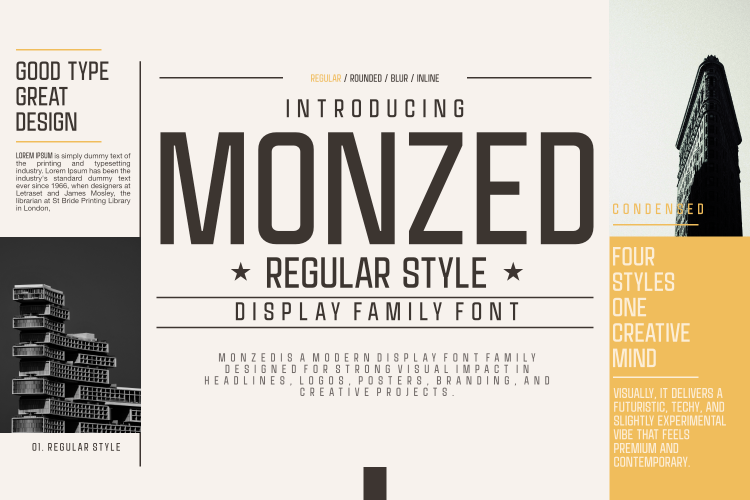 Monzed – Condensed Display Font Family
